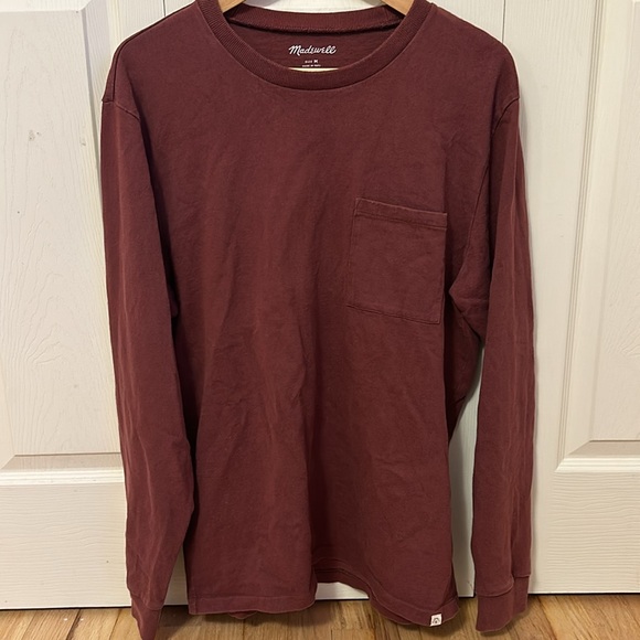 Madewell men’s rustic maroon long sleeve pullover size medium - Picture 2 of 7